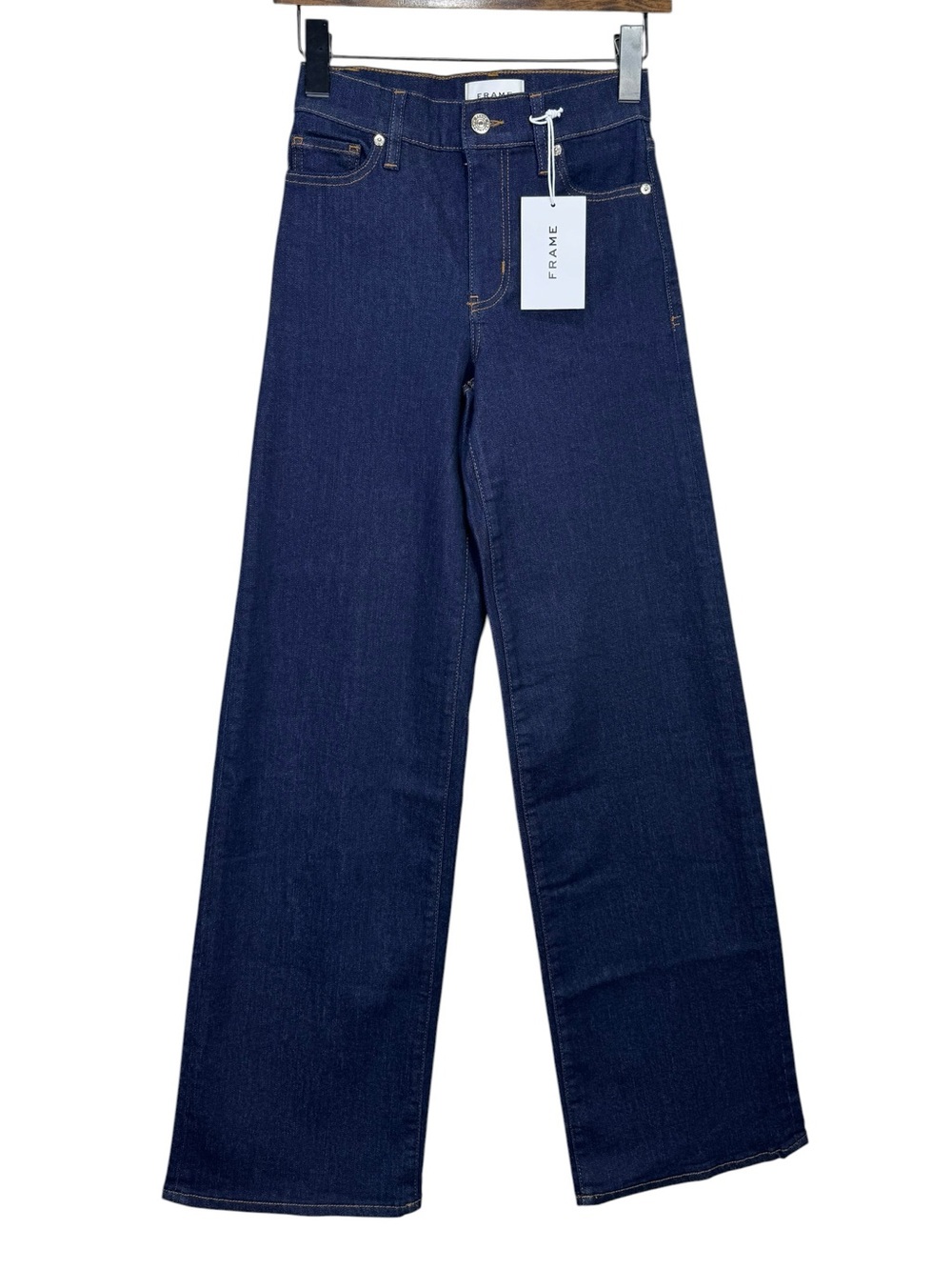 NEW Frame Le Slim Palazzo Long Wide Leg Rinse Dark Wash Size 24 - Picture 4 of 7